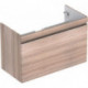 Meuble bas pour lavabo Geberit Renova Plan,avec un tiroir et un tiroir à l'anglaise: Largeur 92.6cm, Hauteur 58.6cm, Profondeur 43.8cm, Orme / Film décor structuré