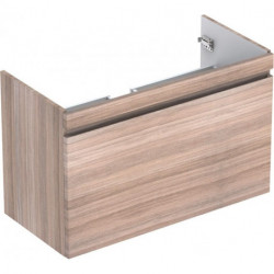 Meuble bas pour lavabo Geberit Renova Plan,avec un tiroir et un tiroir à l'anglaise: Largeur 92.6cm, Hauteur 58.6cm, Profondeur 43.8cm, Orme / Film décor structuré