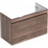Meuble bas pour lavabo Geberit Renova Plan,avec un tiroir et un tiroir à l'anglaise: Largeur 92.6cm, Hauteur 58.6cm, Profondeur 43.8cm, Chêne / Film décor structuré