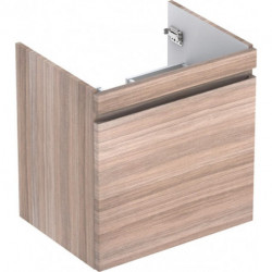 Meuble bas pour lavabo Geberit Renova Plan,avec un tiroir et un tiroir à l'anglaise: Largeur 57.6cm, Hauteur 58.6cm, Profondeur 43.8cm, Orme / Film décor structuré