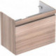 Meuble bas pour lavabo Geberit Renova Plan,avec un tiroir et un tiroir à l'anglaise: Largeur 77.6cm, Hauteur 58.6cm, Profondeur 43.8cm, Orme / Film décor structuré