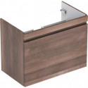 Meuble bas pour lavabo Geberit Renova Plan,avec un tiroir et un tiroir à l'anglaise: Largeur 77.6cm, Hauteur 58.6cm, Profondeur 43.8cm, Chêne / Film décor structuré