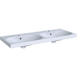 Lavabo double Geberit Acanto, fixation facile, 120x48.2cm, troude robinetterie au centre, Blanc