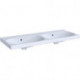 Lavabo double Geberit Acanto, fixation facile, 120x48.2cm, sans troude robinetterie, Blanc