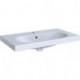 Lavabo Geberit Acanto compact,avec plage de dépose, 75x42.2cm, troude robinetterie au centre, Blanc