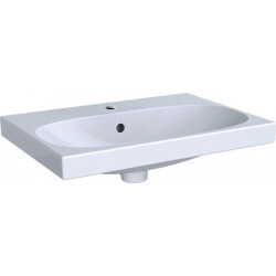 Lavabo Geberit ACANTO Compact 600x420mm avec trou pour robinetavec trop plein blanc m KeraTect