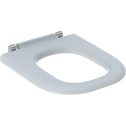 Lunette d’abattant Geberit Renova Comfort, adaptée PMR, forme rectangulaire, fixation par le dessous: Fermeture ralentie:Non, Fixation:Par le bas, Blanc