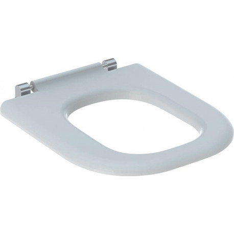 Lunette d’abattant Geberit Renova Comfort, adaptée PMR, forme rectangulaire, fixation par le dessous: Fermeture ralentie:Non, Fixation:Par le bas, Blanc
