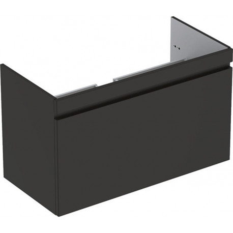 Meuble bas pour lavabo pour meuble Geberit Renova Plan,avec un tiroir et un tiroir à l'anglaise: Largeur 98.8cm, Hauteur 58.5cm, Profondeur 47.3cm, Gris velouté / Laqué mat