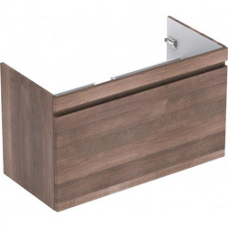 Meuble bas pour lavabo pour meuble Geberit Renova Plan,avec un tiroir et un tiroir à l'anglaise: Largeur 98.8cm, Hauteur 58.5cm, Profondeur 47.3cm, Chêne / Film décor structuré