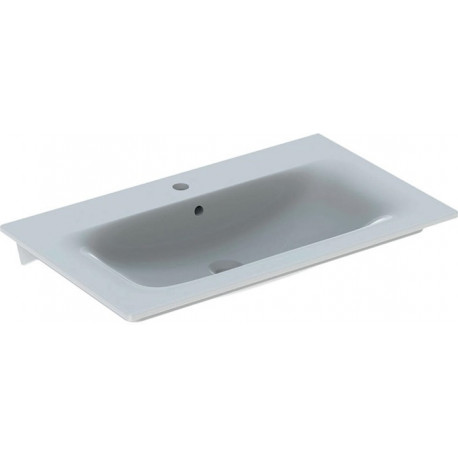 Lavabo pour meuble Geberit Renova Plan, 80x48cm, troude robinetterie au centre, Blanc