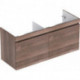 Meuble bas pour lavabo double pour meuble Geberit Renova Plan,avec deux tiroirs et deux tiroirs à l'anglaise: Largeur 129cm, Hauteur 58.5cm, Profondeur 47.3cm, Chêne / Film décor structuré