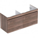 Meuble bas pour lavabo double pour meuble Geberit Renova Plan,avec deux tiroirs et deux tiroirs à l'anglaise: Largeur 129cm, Hauteur 58.5cm, Profondeur 47.3cm, Chêne / Film décor structuré