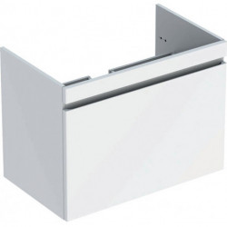 Meuble bas pour lavabo pour meuble Geberit Renova Plan,avec un tiroir et un tiroir à l'anglaise: Largeur 78.8cm, Hauteur 58.5cm, Profondeur 47.3cm, Blanc / Laqué ultra-brillant