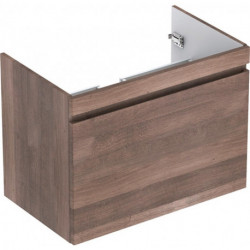 Meuble bas pour lavabo pour meuble Geberit Renova Plan,avec un tiroir et un tiroir à l'anglaise: Largeur 78.8cm, Hauteur 58.5cm, Profondeur 47.3cm, Chêne / Film décor structuré