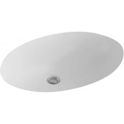 Evana, Vasques à encastrer par le dessous, 455 x 305 mm, Ovale, paroi extérieure émaillée, sans plage de robinetterie,avec trop-plein, En porcelaine sanitaire Blanc
