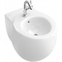 Aveo New Generation, Bidets suspendus, 400 x 590 mm, pour robinetterie monotrou , troude robinetterie percé,avec trop-plein, modèle suspendu, En porcelaine sanitaire Blanc CeramicPlus