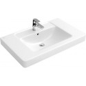 Architectura, Vasquesavec meuble, 1000 x 485 mm, Rectangulaire, Ex Targa Architectura, pour robinetterie à 3 trou s, troude robinetterie central percé,avec trop-plein, En porcelaine sanitaire Blanc CeramicPlus