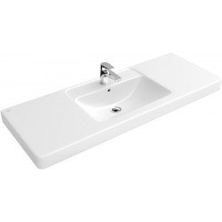 Architectura, Vasquesavec meuble, 1300 x 485 mm, Rectangulaire, Ex Targa Architectura, pour robinetterie à 3 trou s, troude robinetterie central percé,avec trop-plein, En porcelaine sanitaire Blanc