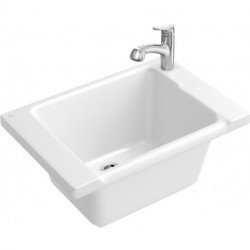 O.novo, Articles spéciaux, 860 x 355 x 605 mm, troude robinetterie à droite pré-percé, Trop-plein à gauche, En porcelaine sanitaire Blanc