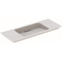 Lavabo pour meuble Geberit ONE sortie horizontale, compact, 105x40cm, sans troude robinetterie, trop-plein dissimulé, blanc, KeraTect, chromé brillant