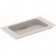 Lavabo pour meuble Geberit ONE sortie horizontale, compact, 75x40cm, sans troude robinetterie, trop-plein dissimulé, blanc, KeraTect, chromé brillant