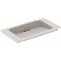 Lavabo pour meuble Geberit ONE sortie horizontale, compact, 75x40cm, sans troude robinetterie, trop-plein dissimulé, blanc, KeraTect, chromé brillant