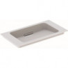 Lavabo pour meuble Geberit ONE sortie horizontale, compact, 75x40cm, sans troude robinetterie, trop-plein dissimulé, blanc, KeraTect, chromé brillant
