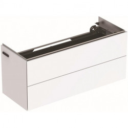 Meuble bas pour lavabo Geberit ONE,avec deux tiroirs, compact: Largeur 104.5cm, Hauteur 46.5cm, Profondeur 39.5cm, Blanc / Laqué ultra-brillant