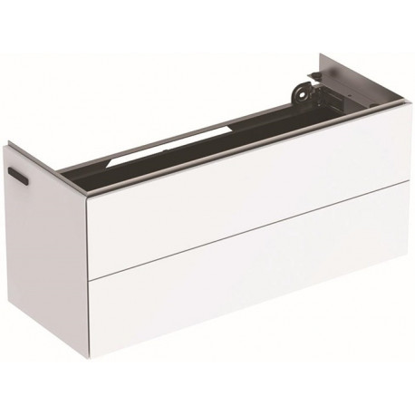 Meuble bas pour lavabo Geberit ONE,avec deux tiroirs, compact: Largeur 104.5cm, Hauteur 46.5cm, Profondeur 39.5cm, Blanc / Laqué ultra-brillant