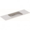 Lavabo Geberit ONE design flottant, sortie horizontale, compact, 120x40cm, sans troude robinetterie, sans trop-plein, blanc, KeraTect, chromé brillant