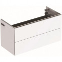 Meuble bas pour lavabo Geberit ONE,avec deux tiroirs, compact: Largeur 89.5cm, Hauteur 46.5cm, Profondeur 39.5cm, Blanc / Laqué ultra-brillant