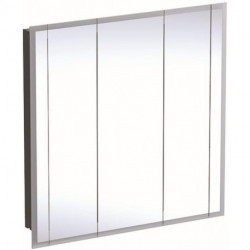 Armoire de toilette Geberit ONEavec éclairage et trois portes, hauteur 100 cm: Largeur 100cm, Hauteur 100cm, Profondeur 16cm, mélamine / aluminium brossé, miroirs intérieur et extérieur