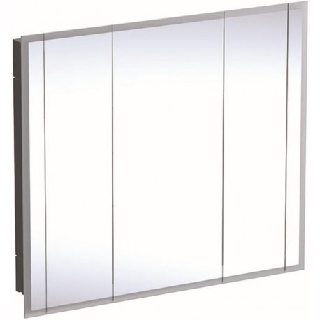 Armoire de toilette Geberit ONEavec éclairage et trois portes, hauteur 100 cm: Largeur 115cm, Hauteur 100cm, Profondeur 16cm, mélamine / aluminium brossé, miroirs intérieur et extérieur