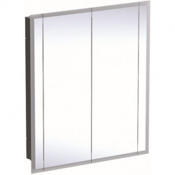 Armoire de toilette Geberit ONEavec éclairage et deux portes, hauteur 100 cm: Largeur 85cm, Hauteur 100cm, Profondeur 16cm, mélamine / aluminium brossé, miroirs intérieur et extérieur