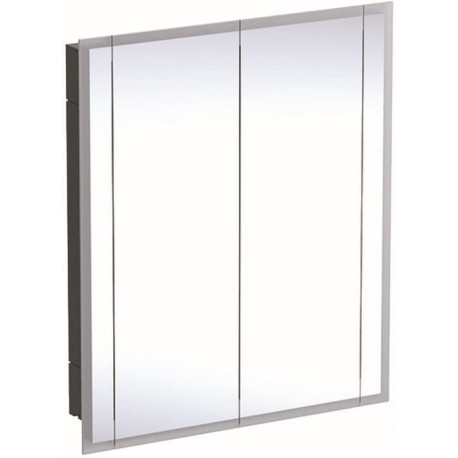 Armoire de toilette Geberit ONEavec éclairage et deux portes, hauteur 100 cm: Largeur 85cm, Hauteur 100cm, Profondeur 16cm, mélamine / aluminium brossé, miroirs intérieur et extérieur