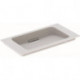 Lavabo pour meuble Geberit ONE sortie horizontale, compact, 75x40cm, sans troude robinetterie, trop-plein dissimulé, blanc, KeraTect, chromé brossé