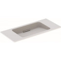 Lavabo Geberit ONE design flottant, sortie horizontale, compact, 90x40cm, sans troude robinetterie, sans trop-plein, blanc, KeraTect, blanc brillant