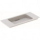 Lavabo pour meuble Geberit ONE sortie horizontale, compact, 90x40cm, sans troude robinetterie, trop-plein dissimulé, blanc, KeraTect, chromé brossé