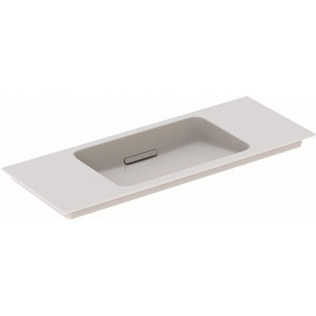 Lavabo pour meuble Geberit ONE sortie horizontale, compact, 105x40cm, sans troude robinetterie, trop-plein dissimulé, blanc, KeraTect, blanc brillant