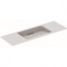 Lavabo Geberit ONE design flottant, sortie horizontale, compact, 120x40cm, sans troude robinetterie, sans trop-plein, blanc, KeraTect, chromé brossé