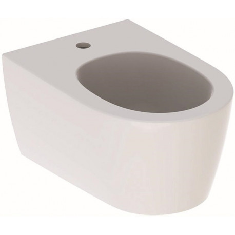 Bidet suspendu Geberit ONE caréné: T:54cm, Trop-plein:Dissimulé, blanc / KeraTect , chromé brillant
