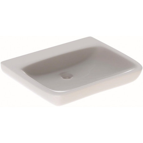 Lavabo Geberit Renova Comfort, adapté PMR, 65x55cm, sans troude robinetterie, sans trop-plein, Blanc