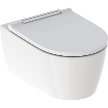 Pack WC suspendu Geberit ONE, caréné, TurboFlush, abattant ralenti et déclipsable, KeraTect, Blanc/chromé