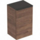 Meuble latéral bas Geberit Smyle Squareavec une porte: Largeur 36cm, Hauteur 60cm, Profondeur 32.6cm, Noyer Carya/mélamine structuré bois, gris velouté / thermopoudré mat, Charnières à droite 