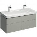Meuble bas pour lavabo Geberit Xeno²,avec largeur à partir de 120 cm,avec quatre tiroirs: Largeur 117.4cm, Hauteur 53cm, Profondeur 46.2cm, Greige / Laqué mat