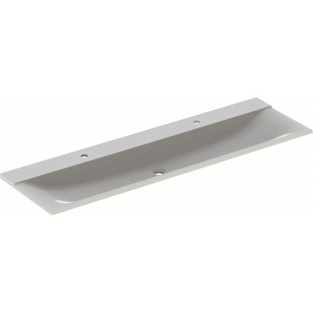 Lavabo pour meuble Geberit Xeno², 160x48cm, troude robinetterieà gauche et à droite, sans trop-plein, Blanc alpin