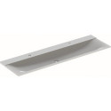 Lavabo pour meuble Geberit Xeno², 160x48cm, troude robinetterieà gauche et à droite, sans trop-plein, Blanc alpin
