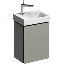 Meuble bas pour lave-mains Geberit Xeno²,avec une porte: Largeur 38cm, Hauteur 52.5cm, Profondeur 26.5cm, Greige / Laqué mat