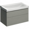 Meuble bas pour lavabo Geberit Xeno²,avec deux tiroirs: Largeur 88cm, Hauteur 53cm, Profondeur 46.2cm, Greige / Laqué mat